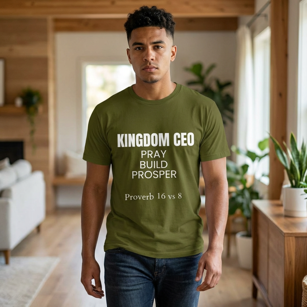 Kingdom CEO T-Shirt — "Pray Build Prosper" Proverbs 16:8 Christian Faith Tee